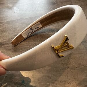Louis Vuitton White Headband with Gold Accent new